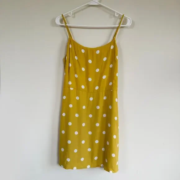 Aritzia Wilfred Isabelle Yellow Polka Dot Mini Dress Size 8 Y2K Clueless - Picture 1 of 15